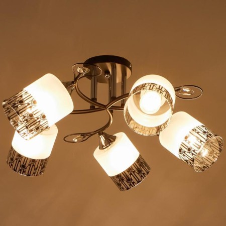 Chandelier gallop 890551 5x60W E27 black/matte white with black pattern-2