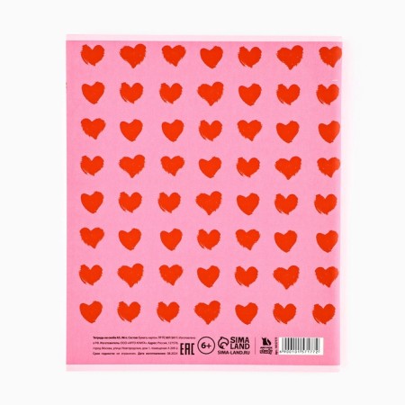 Notebook A5, 96 sheets on the paper clip, internal block No. 1 “hearts” UV lac-3