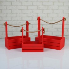 A set of wooden pots 3 in 1 (30.5 × 18.5 × 35; 25.5 × 15 × 30; 20 × 12 × 23) 