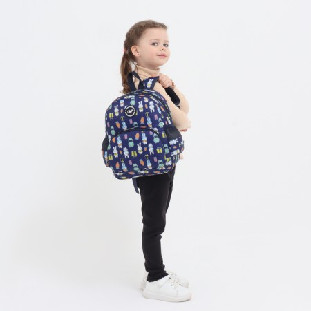 Baby backpack on lightning, external pocket, blue color-3