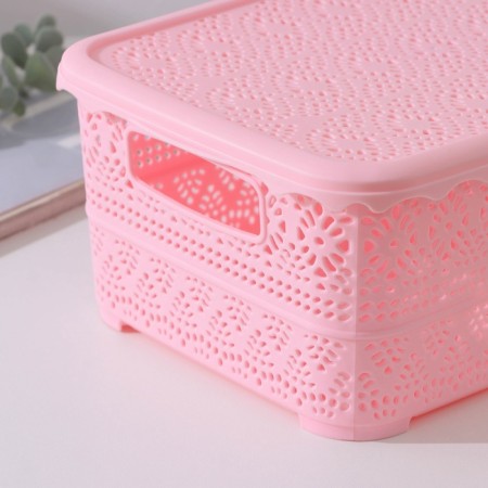 Storage container with a lid "openwork", plastic, 26 × 19 × 11.5 cm, color mix-9