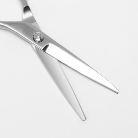 Hairdressing scissors with emphasis, bent rings, blade - 5.5 cm, silver color-2