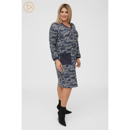 Women's dress, size 56, dark blue color-3