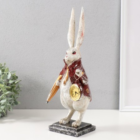 Polystone souvenir with a clock "Hare with an umbrella" 14x12x38.5 cm-3