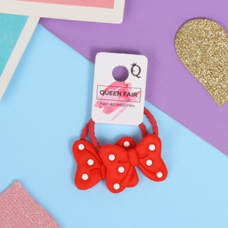 Hair elastic band "Baby" (set 2 pcs) a bow of peas, red