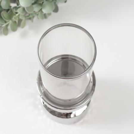 Ceramics candlestick, glass for 1 candle "Omut" d = 8 cm silver 9.5x9.5x26 cm-2