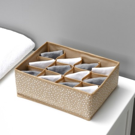 Organizer for storing linen Dailan "Points", 12 cells, 27 × 20 × 10 cm, beige color-8