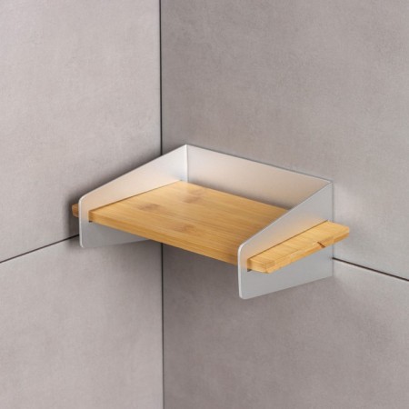 Wall -mounted shelf, 31 × 17.5 × 12 cm, aluminum, bamboo-2