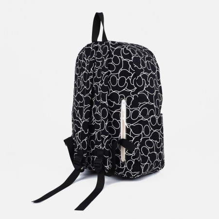 School backpack on lightning from textiles, 3 pockets, black color-1