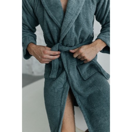 Tainted male bathrobe, size 48, green color-14