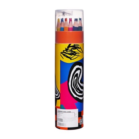 Pencils 24 colors, in a tube, hexagonal, wooden, abstraction-10