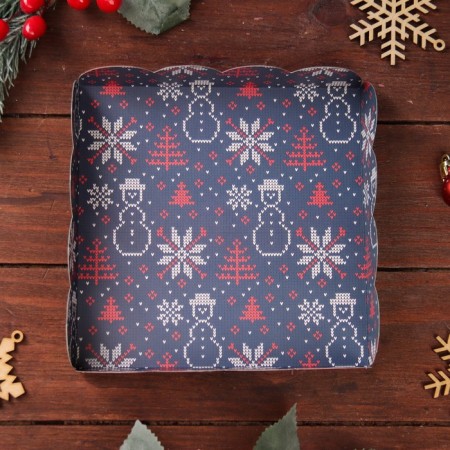 Bearbox, confectionery packaging, "Santa Claus at the Christmas tree", 15 x 15 x 3 cm, new year-7