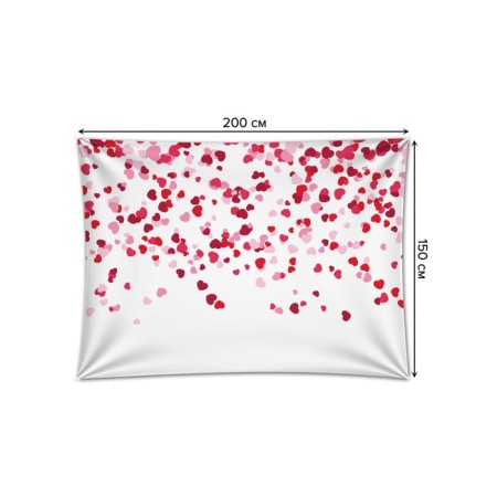 Decorative panel with photo printing "Rain of hearts", horizontal, size 150x200 cm-1