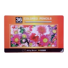 Pencils 36 colors in a metal pencil case, sharpened