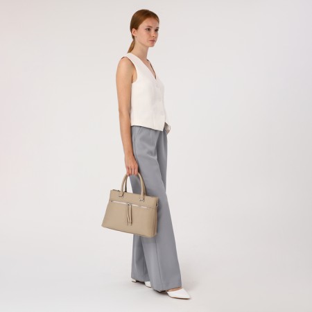 Luggage bag on lightning, 2 outer pockets, beige color-8
