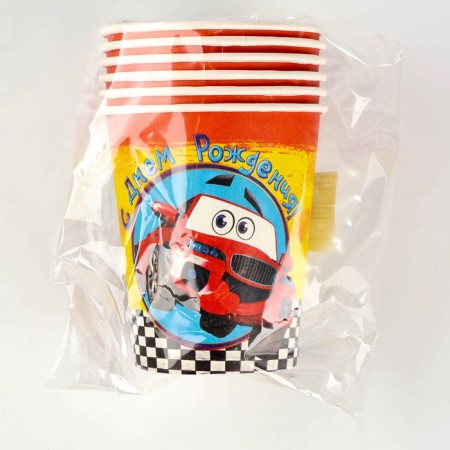 A one -time paper glass "Happy Birthday" machine, 250 ml-3