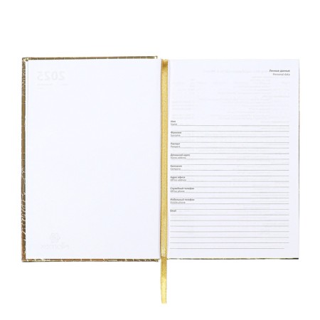 Dated diary 2025, A5 168 sheets, Attomex. Arkona, solid cover, boumvinyl with foam, liesse, block 70, gold-5