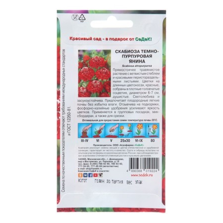 Семена цветов Скабиоза" Янина", Евро, 0,1 г-1