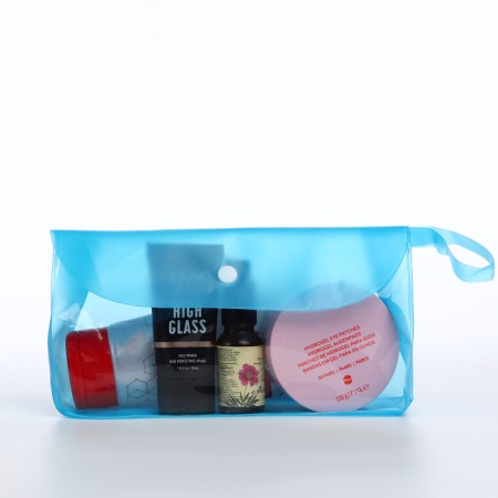 Cosmetic bag on the button, the color is blue-1