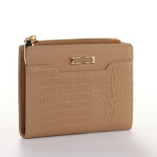 Women's wallet on the button, beige color