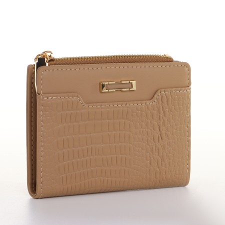 Women's wallet on the button, beige color