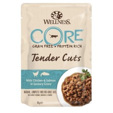 Влажный корм CORE TENDER CUTS для кошек, курица/лосось, нарезка в соусе, пауч, 85 г