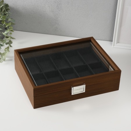 Casket Wood for the clock 10 "Oak" departments with silver stroke 23x29.5x5.8 cm