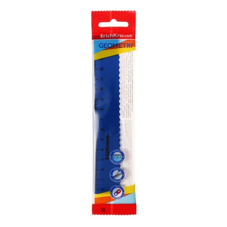 A ruler with a wavy edge plastic Erichkrause Classic, 15cm, blue-1