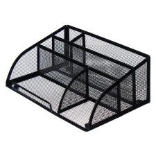 Chancellery stand, 5 departments, mesh, metal, black