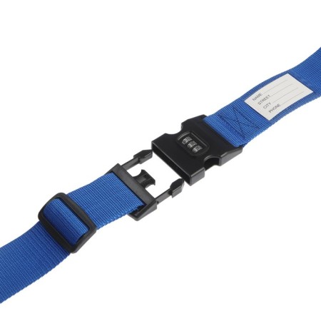 A belt for a suitcase or bags with a tundra code lock, blue color-3