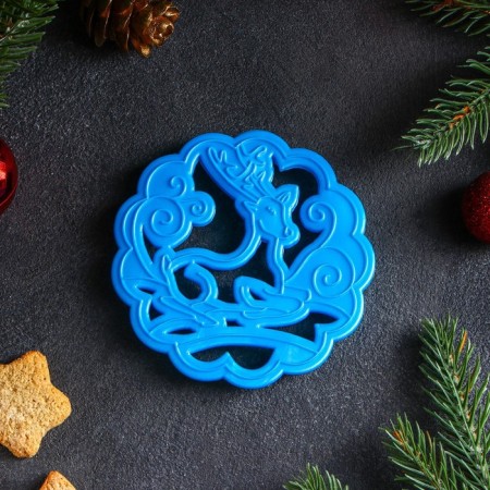 Bed -up form "Fairy -tale deer", cutting, stamp, blue color-1