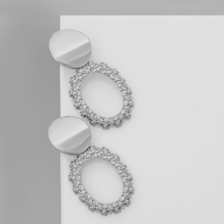 Earrings Metal "Eureka" oval, silver color-1