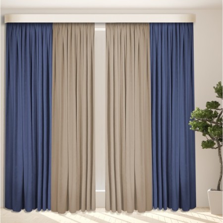 Set of curtains "Canvas", size 200x270 cm, 2 pcs, color blue-beige