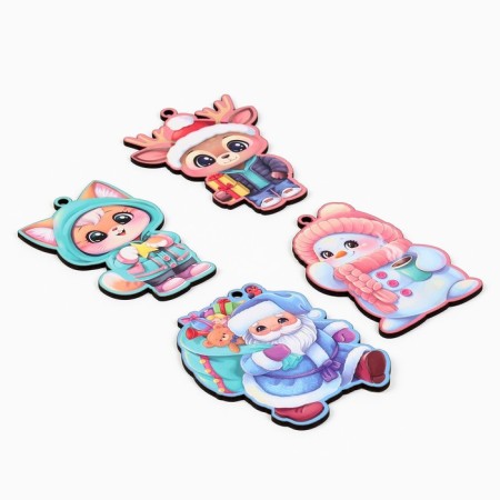 Christmas tree toy New Year, 4 pcs, set, cute-2