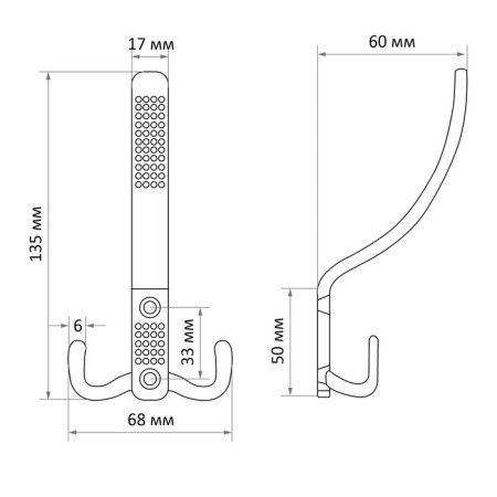 Hook furniture tundra TKT001, three -rod, satin nickel-10