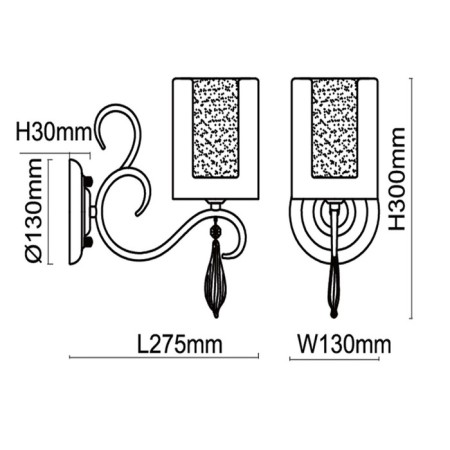 Bra Ellegy, size 13x30x27.5 cm, 40W 1xe14 IP 20-5