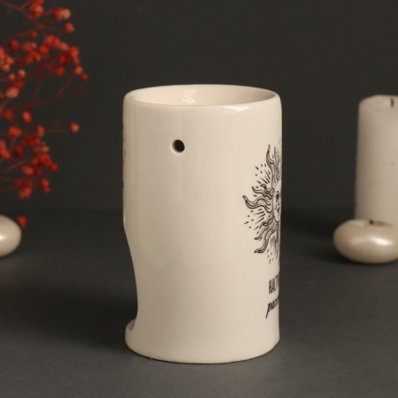 Aroma lamp ceramics "after the night there is always dawn" White 7.2x7.2x11.6 cm-3