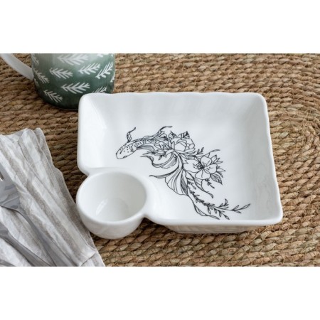 Ceramic dish with a saucer "Asia", 18.6 x 17.5 x 4 cm, white color-3