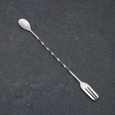 Spoon of barn stainless steel with a fork, length 32.5 cm, silver color