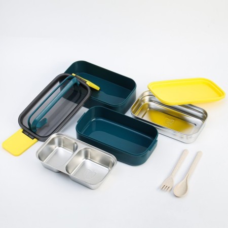 Lunch box, 1 l, two-level, 11.5 x 21 cm, turquoise-3