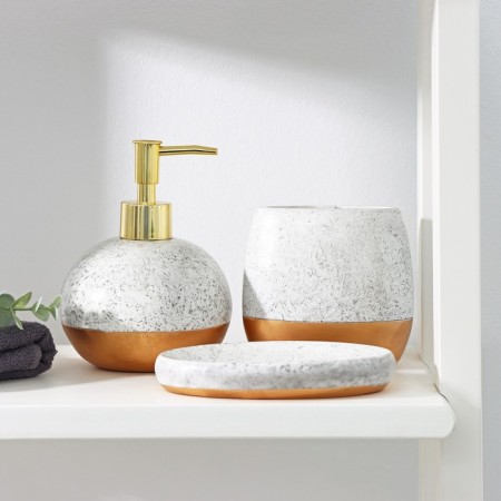 A set of accessories for the bathroom "Marble", 3 items (550 ml dispenser, soap dish, glass)