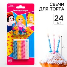 Set of candles for the cake, 24 pcs, princesses