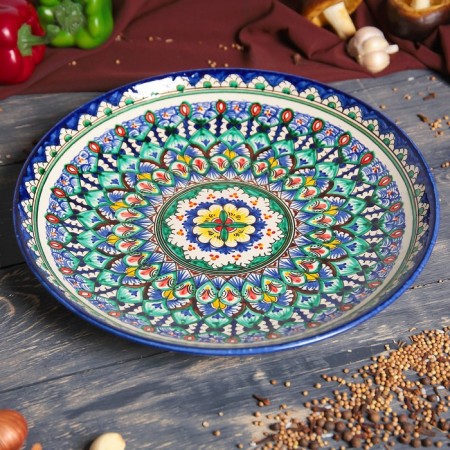 Largan Rishtan ceramics "Patterns", 31 cm, blue