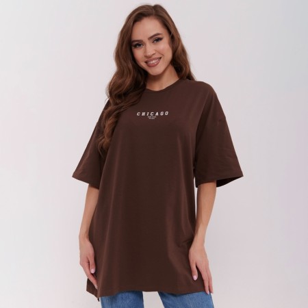 Female T-shirt, brown-bearded color, ONE SIZE (42-46)