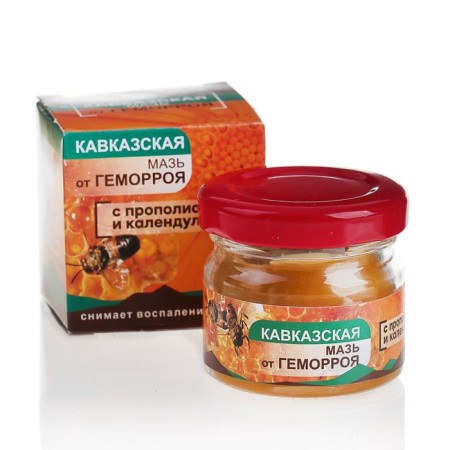 Caucasian ointment from hemorrhoids based on calendula and propolis, 30 ml., "Bizoryuk"