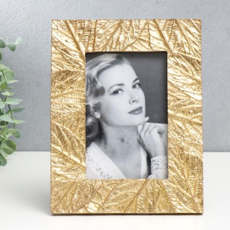 Photo frame Polystone 10x15 cm "Skeleton leaves" gold 21x16.5 cm