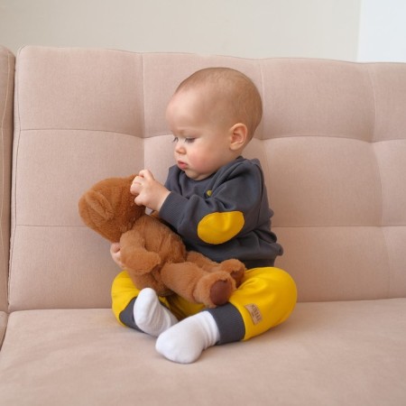 Kidsa (sweatshirt, trousers) minku, graphite/yellow color, height 62-68 cm-2