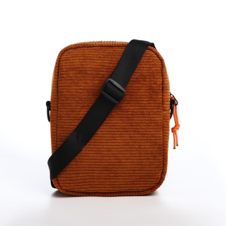 Youth bag with zipper, external pocket, brown color-3
