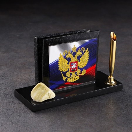 Набор настольный "Флаг с гербом", змеевик-5