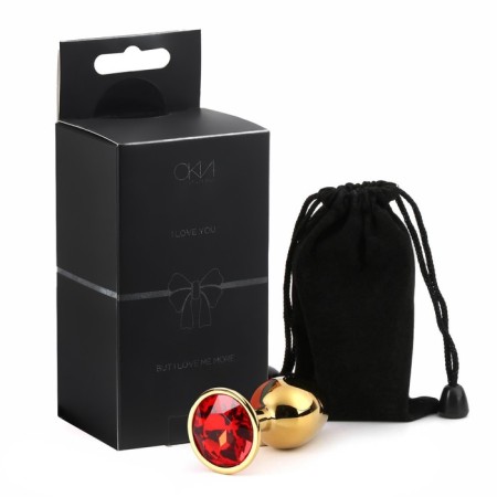 Anal traffic jam-hoods, gold, red crystal, d = 27 mm-4
